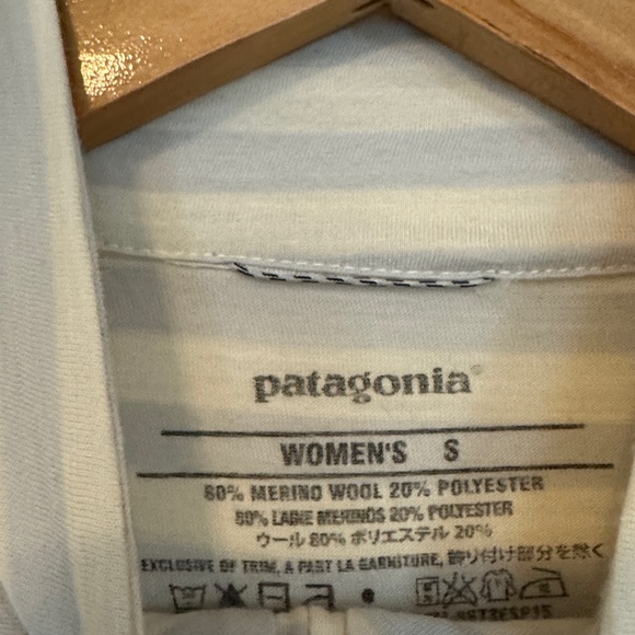 Patagonia Light Blue & Cream Striped Half-Zip Pullover - Picture 2 of 5